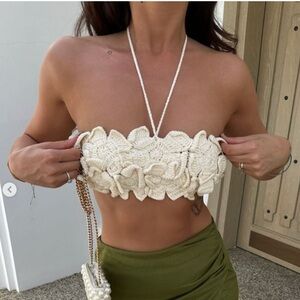 Zara Crochet Floral Bandeau Top NWT